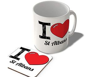 McMug - I Love St Albans - Mug and Coaster Set, Ceramic, 11fl.oz.