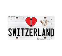 McMug - I Love Switzerland - Metal Sign, Decorative Sign, 200mm x 100mm