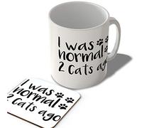 McMug - I was Normal 2 Cats Ago - Mug and Coaster Set, Ceramic, 11fl.oz.