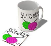 McMug - If I'm Sitting I'm Knitting - Mug and Coaster Set, Ceramic, 11fl.oz.