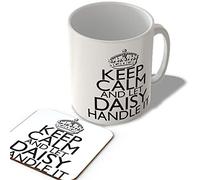 McMug - Keep Calm and Let Daisy Handle It - White Background - Mug and Coaster Set, Ceramic, 11fl.oz.