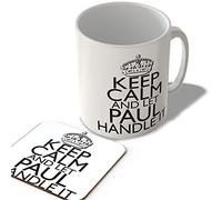 McMug - Keep Calm and Let Paul Handle It - White Background - Mug and Coaster Set, Ceramic, 11fl.oz.