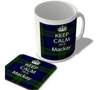 McMug - Keep Calm I'm a Mackay Scottish Clan Tartan - Mug and Coaster Set, Ceramic, 11fl.oz.