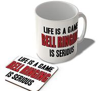 McMug - Life is a Game Bell Ringing is Serious - Mug and Coaster Set, Ceramic, 11fl.oz.