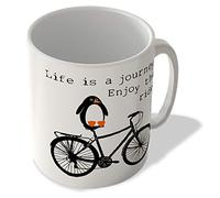 McMug - Life is a Journey, Enjoy The Ride! - Penguin On Bicycle - Mug, Ceramic, 11fl.oz.