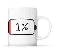 McMug - Low Battery - 1% - Tired, Exhausted - Funny Mug, Ceramic, 11fl.oz.
