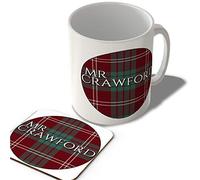 McMug - Mr Crawford - Crawford Modern Tartan - (Circle Background) - Scottish Mug and Coaster Set, Ceramic, 11fl.oz.
