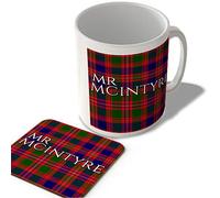 McMug - Mr Mcintyre - Mcintyre Modern Tartan - (Full Background) - Scottish Mug and Coaster Set, Ceramic, 11fl.oz.