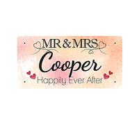 McMug - Mr & Mrs Cooper - Happily Ever After - Metal Sign, Decorative Sign, 200mm x 100mm