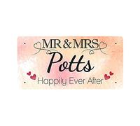 McMug - Mr & Mrs Potts - Happily Ever After - Metal Sign, Decorative Sign, 200mm x 100mm