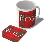 McMug - Mr Ross - Ross Modern Tartan - (Full Background) - Scottish Mug and Coaster Set, Ceramic, 11fl.oz.
