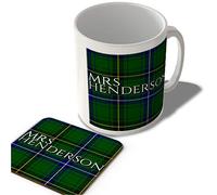 McMug - Mrs Henderson - Henderson Modern Tartan - (Full Background) - Scottish Mug and Coaster Set, Ceramic, 11fl.oz.