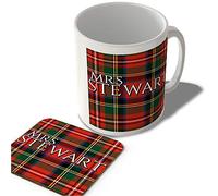 McMug - Mrs Stewart - Stewart Royal Modern Tartan - (Full Background) - Scottish Mug and Coaster Set, Ceramic, 11fl.oz.