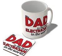 McMug - My Dad is The Best Electrician in The World - Mug and Coaster Set, Ceramic, 11fl.oz.