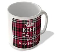 McMug - Personalised Keep Calm I'm A - Any Name - Scottish Clan Pink Tartan - Mug, Ceramic, 11fl.oz.