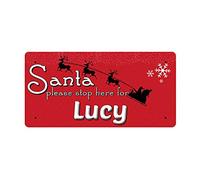 McMug - Santa Please Stop Here for Lucy - Metal Sign, Decorative Sign, 200mm x 100mm