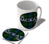 McMug - The McKay Clan - McKay Modern Tartan - (Circle Background) - Scottish Mug and Coaster Set, Ceramic, 11fl.oz.