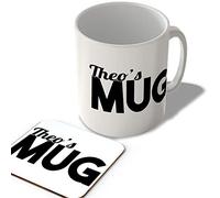 McMug - Theo's Mug - Name Mug and Coaster Set, Ceramic, 11fl.oz.