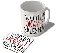 McMug - World's Okayest Salesman - Mug and Coaster Set, Ceramic, 11fl.oz.