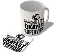 McMug - World's Okayest Supervisor - Mug and Coaster Set, Ceramic, 11fl.oz.