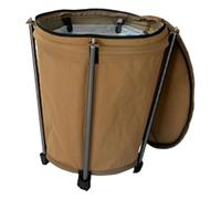 MCMUZKZS Camping Garbage Can, Dustbin with Folding Lid, Aluminium Frame, PVC Polyester, 20L, Carrying Handles, Suitable for Outdoor Activities, Khaki