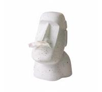 MCMUZKZS Decorative Tissue Holder Moai Figure Tissue Box Resin Vinyl Napkin Keeper Artistic Sculpture Unique Function Suitable for Gift Giving Home Decoration Coffee Table Living Room Office, White