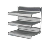 MCMUZKZS File Rack Document Organizer Holder Tray Shelves with 3 Tier Mesh Metal Structure for Fast Sorting and Workflow Order Suitable for Business Dorm Study, Black