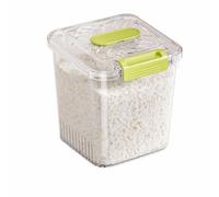 MCMUZKZS Kitchen Rice Bucket Airtight Food Container Grain Bin Storage Box Canister With Silicone Seal And Snap Buckles Clear Viewing Body And Hinged Top, Transparent Green, size to 3