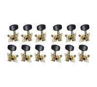 Mcnhbdgg 12Pc Right Left Guitar Tuning Pegs Open Machine Heads Square Button Gold Acoustic Folk Guitar Tuning Peg Gold+Black