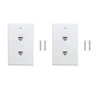 Mcnhbdgg 2 Pack 2 Port Ethernet Wall Plate, Cat6 Female to Female Wall Jack RJ45 Inline Coupler Wall Outlet, White