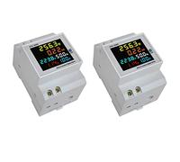 Mcnhbdgg 2X Din Rail AC Monitor 6IN1 250-450V 100A Voltage Current Power Factor Active KWH Electric Frequency Meter Volt