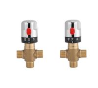 Mcnhbdgg 2X Thermostatic Mixing Valve Solid Brass G1/2 for Shower System Water Temperature Control Pipe Basin Thermostat Control