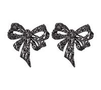 Mcnhbdgg 2X Vintage Rhinestone Bow Brooches for Women Black Bowknot Brooch Pin Coat Accessories Elegant Style