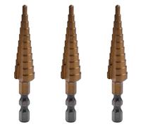 Mcnhbdgg 3pcs 1/4 Inch Hex Shank HSS High Speed Steel Titanium Coated Step Drill Bit 3-13mm