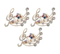 Mcnhbdgg 3X Music Brooch Elegant Style with Rhinestones Treble Clef Pin Brooches for Ladies