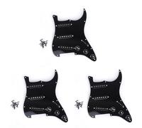 Mcnhbdgg 3X Single Coil SSS Electric Guitar Pickguard Pickup Loaded Prewired Scratch Plate 11 Holes 3Ply for SQ Guitar