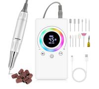 Mcnhbdgg Nail Drill Machine Rechargeable Electric Manicure Machine Electric Nail HD LCD Display Manicure Machine for Nails Gel Polish Low Noise Nail Drill Machine 45000RPM Rechargeable Electric Nail