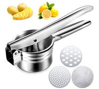 McNory Stainless Steel Potato Ricer Masher, 3 Interchangeable Discs-Manual Potato Press-Ideal for Fruits, Vegetables, Mashed Potatoes, Baby Food Easy to Clean