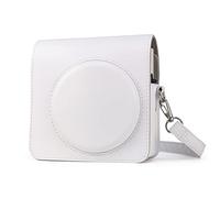 MCNVNEFSAW Carry PU Leather Bag Protective Case With Shoulder Strap Film Camera Black/Brown/Gold Fit For Fujifilm SQ1 camera bag(White)