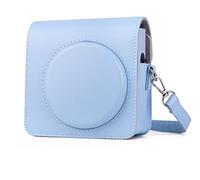 MCNVNEFSAW Carry PU Leather Bag Protective Case With Shoulder Strap Film Camera Black/Brown/Gold Fit For Fujifilm SQ1 camera bag(Blu)