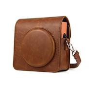 MCNVNEFSAW Carry PU Leather Bag Protective Case With Shoulder Strap Film Camera Black/Brown/Gold Fit For Fujifilm SQ1 camera bag(Bruin)