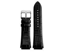 MCNVNEFSAW Cow Leather Strap Fit For Guess W0247G3 W0040G7/0040G3 Watchband Lug End Bracelet 22mm Blue Black Brown Bands watch band(Black Silver)