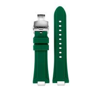 MCNVNEFSAW Fit For Tissot 1853 Silicone Watchband T137.407 .410 Watch Strap Super Player Rubber Men's 26 * 12mm Quick Disassembly End watch band(Green folding clasp)