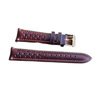 MCNVNEFSAW Genuine Leather Watchstrap Brown Porous Breathable Watch Band 18mm 20mm 22mm 24mm Handmade Stitching for Watch Wist Bracelets watch band(Black,24mm)