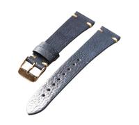 MCNVNEFSAW Handmade goat leather strap, ultra-thin and soft S/M size, 18 19 20 21 22MM blue leather strap, vintage style Watchband watch band(Rose Gold,20mm)