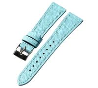 MCNVNEFSAW Handmade Light Blue Head Layer Cowhide Leather Watchband 18MM 19MM 20MM 21MM 22MM Vintage Soft Ultra-Thin Leather Strap watch band(B Silver buckle,18mm)