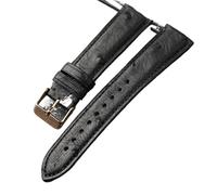 MCNVNEFSAW Handmade ostrich leather strap, 18MM 19MM 20MM 21MM 22MM brown black, genuine leather Watchband, vintage style, men's bracelet watch band(B rose gold Buckle,21mm)