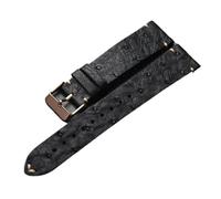 MCNVNEFSAW Handmade ostrich leather strap black 18 19 20 21 22MM porous genuine leather soft men's bracelet, retro style Watchband watch band(Rose Gold,21mm)