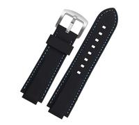 MCNVNEFSAW Silicon Watchband Fit For Casio EDIFICE Series 5634 EFS-S570YD/YDC/YDB Modified Convex Watch Strap Black Rubber Bands watch band(Black blue silver)