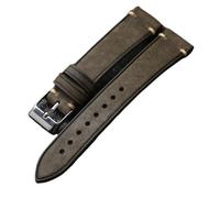 MCNVNEFSAW Vintage Brushed Leather Watchband 18 19 20 21 22MM Ultra-Thin Soft Leather, Black, Brown, Green Grey With Antique Bracelet watch band(D color,19mm)